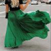 Leyoutx Women's High Elastic Waist Pleated Flowy Swing A-line Maxi Skirts (Small, Green) view 4