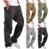 Men Cargo Sweatpants Loose Casual Work Pants Joggers Open Bottom Drawstring Cargos Athletic Cotton Straight Sweat Pant Mens Drawstring Pants Black S view 1