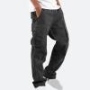 Men Cargo Sweatpants Loose Casual Work Pants Joggers Open Bottom Drawstring Cargos Athletic Cotton Straight Sweat Pant Mens Drawstring Pants Black S view 2