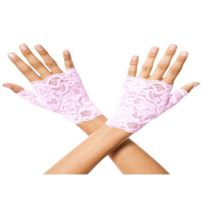 Lace Fingerless Gloves, Baby Pink