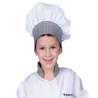Black Gingham Chef Hat - Kids