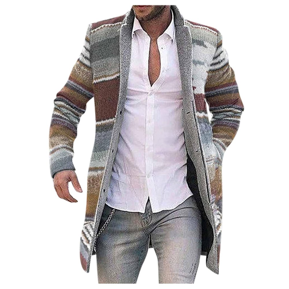 ZYXTIM Men's Floral Pattern Printed Cable Knit Cardigan Shawl Lapel Casual Open Front Button Down Long Sleeve Sweaters Oversize Slim Fit