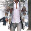 ZYXTIM Men's Floral Pattern Printed Cable Knit Cardigan Shawl Lapel Casual Open Front Button Down Long Sleeve Sweaters Oversize Slim Fit view 2