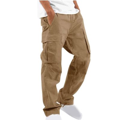 Men Cargo Sweatpants Loose Casual Work Pants Joggers Open Bottom Drawstring Cargos Athletic Cotton Straight Sweat Pant Cargo Joggers Men Khaki XL