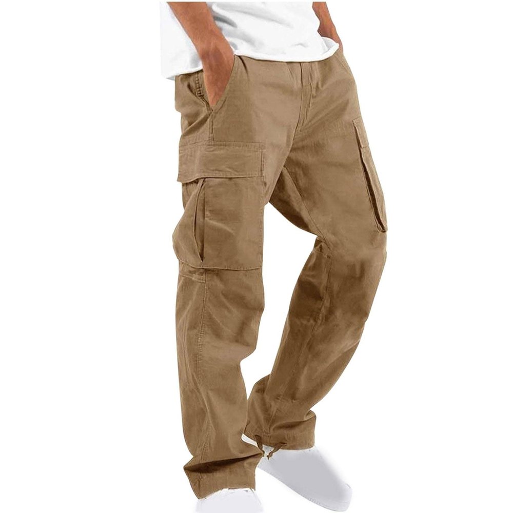 Men Cargo Sweatpants Loose Casual Work Pants Joggers Open Bottom Drawstring Cargos Athletic Cotton Straight Sweat Pant Cargo Joggers Men Khaki XL