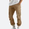 Men Cargo Sweatpants Loose Casual Work Pants Joggers Open Bottom Drawstring Cargos Athletic Cotton Straight Sweat Pant Cargo Joggers Men Khaki XL view 3