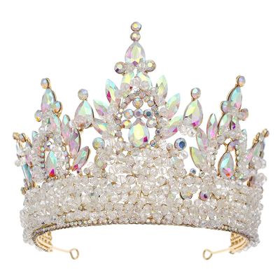 Large Crown for Women - 5" Tall Rhinestone Crystal Crown for Pageant, Quinceanera, Wedding, Birthday - Alloy Tiara in Multiple Colors (AB Silver)
