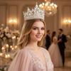 Large Crown for Women - 5" Tall Rhinestone Crystal Crown for Pageant, Quinceanera, Wedding, Birthday - Alloy Tiara in Multiple Colors (AB Silver) view 2