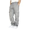 Cargo Sweatpants for Men Big and Tall Loose Fit Casual Workout Running Pants Drawstring Joggers Wide Leg Cargos Mens Casual Pants Relaxed fit Gray 4X view 1