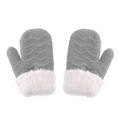 Winter Mittens Gloves for Kids Baby Thick Warm Knit Fleece Lined Thermal Mittens for Toddler Boys Girls (Grey, One Size)