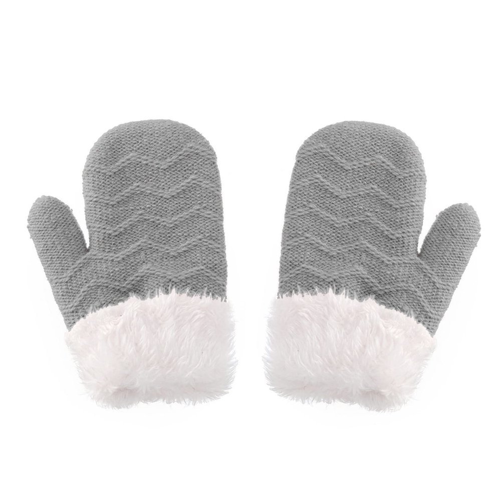 Winter Mittens Gloves for Kids Baby Thick Warm Knit Fleece Lined Thermal Mittens for Toddler Boys Girls (Grey, One Size)