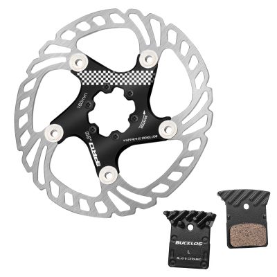 BUCKLOS IIIPRO MTB 160mm Floating Disc Brake Rotor with 6PC Bolts and BL-01S 1 Pair Disc Brake Pads for Ceramic Shimano N03A N04C L05A K04S K04Ti K05S K05Ti