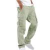 Men Cargo Sweatpants Loose Casual Work Pants Joggers Open Bottom Drawstring Cargos Athletic Cotton Straight Sweat Pant Mens Sweatpants Joggers Green L view 1
