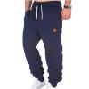 SMIDOW Cotton Joggers for Men Casual Loose Fit Big and Tall Drawstring Sweatpants Workout Athletic Running Pants Mens Big and Tall Sweatpants Dark Blue S view 2