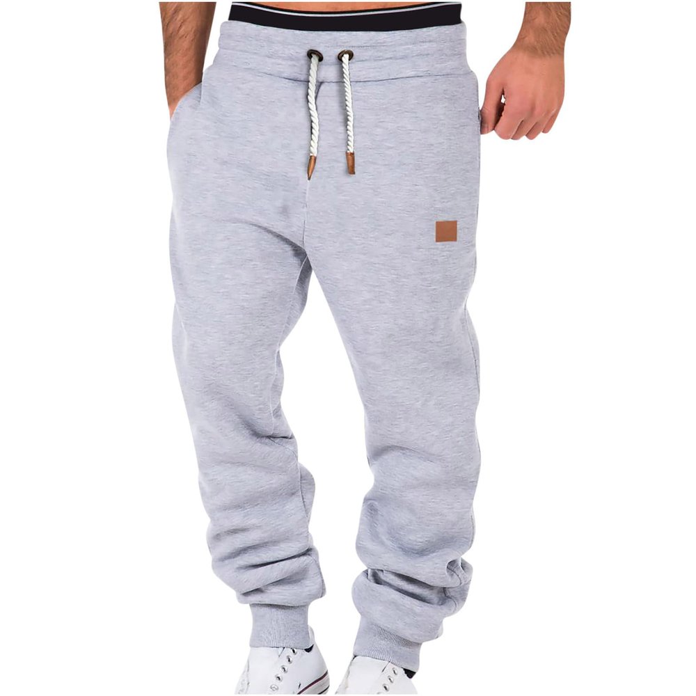 SMIDOW Cotton Joggers for Men Casual Loose Fit Big and Tall Drawstring Sweatpants Workout Athletic Running Pants Loose fit Sweatpants for Men Gray S
