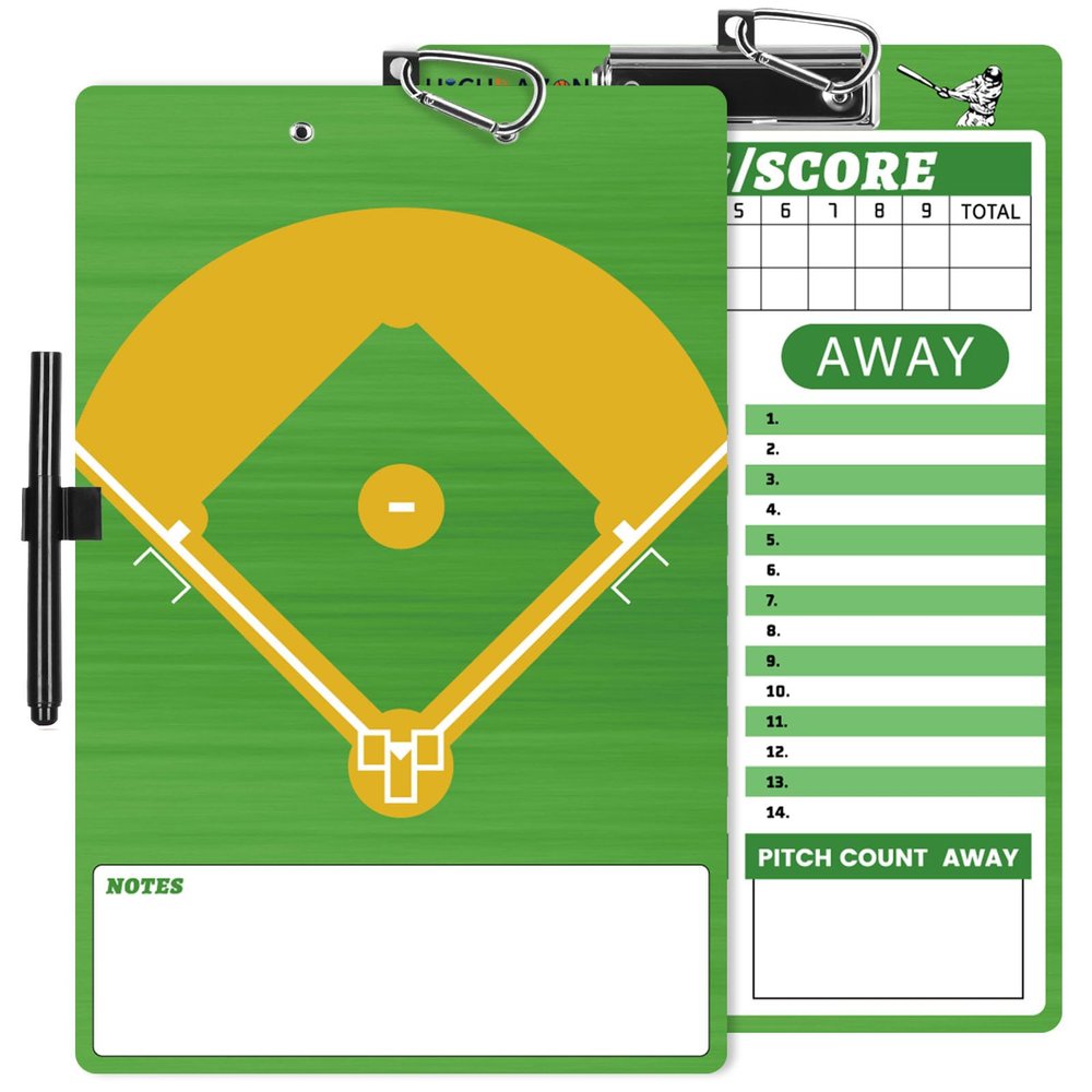 HIGHRAZON 60 Pack Baseball Coaches Clipboard, Green Double-Sided Dry Erase Coach Clipboard, Softball Whiteboard for Coaches, Lineup White Board with Marker for Coaches Gift