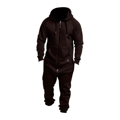 ZYXTIM Onesie Men's Hooded Jumpsuit Zip Up One Piece Pajamas Playsuit Jogger Sweatsuit Overall Romper