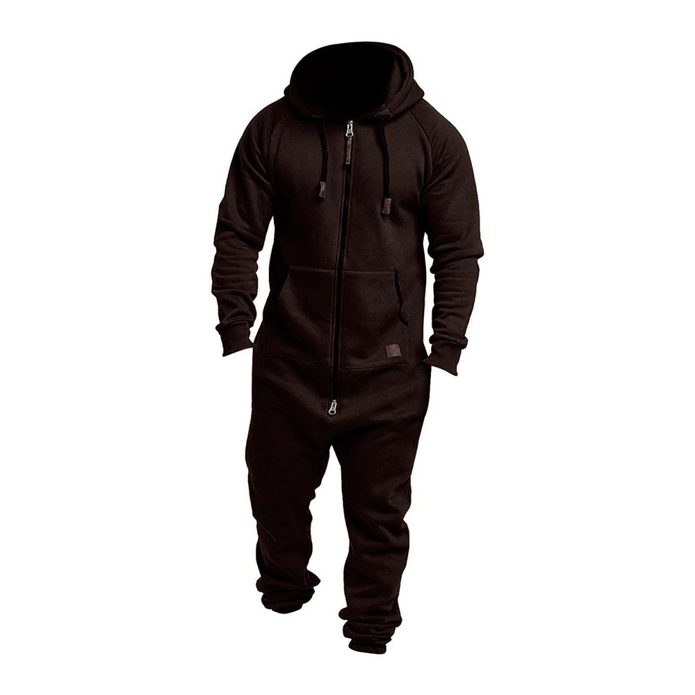 ZYXTIM Onesie Men's Hooded Jumpsuit Zip Up One Piece Pajamas Playsuit Jogger Sweatsuit Overall Romper