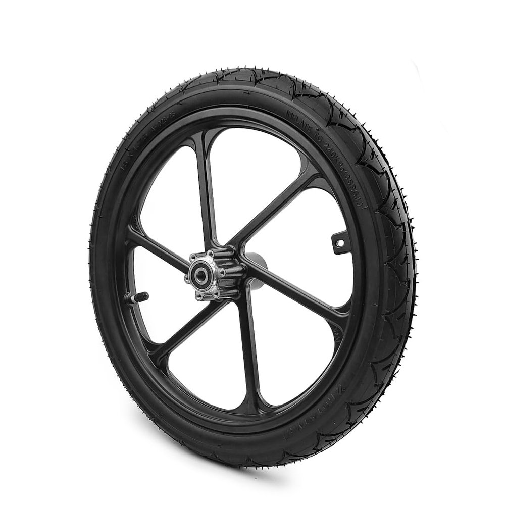 16 Inch Bike Trailer Wheel Black Alloy Hub 10mm Bearing Diameter 16x1.75 Pneumatic Tire Disc Mount For Scooter Bicycle (Rim with Tire)