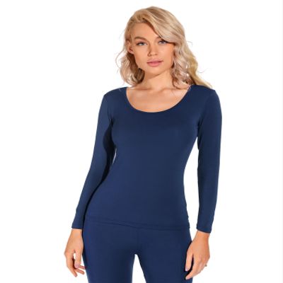 Liang Rou Women's Scoop Neck Long Sleeve Ultra Thin Modal Thermal Top