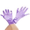 Wrist Length Satin Gloves, Purple view 1