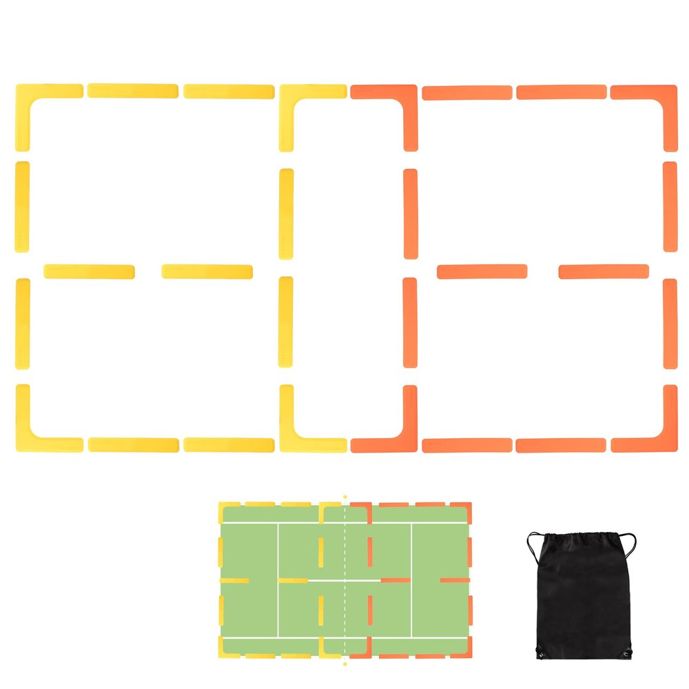 Hikeen Pickleball Court Lines Marker Kit Anti-Slip and Wind-Resistant Throw Down Markers 84pcs, Pickleball Net Court for Outdoor Indoor Court