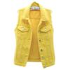 Leyoutx sysinside Women's Candy Color Slim Fit Distressed Denim Vest Frayed Raws Sleeveless Jacket (Medium, Yellow) view 1