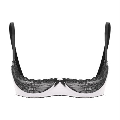 easyforever Women's Lace Trim Underwire Half Cup Bra Top Push Up Shelf Balconette Brassiere White XX-Large
