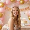 5 Inch Tall Pageant Crown Light Pink Quinceanera Tiaras Royal Crystal Queen Crowns for Wedding Prom Birthday Coronas Para 15 Aos view 2