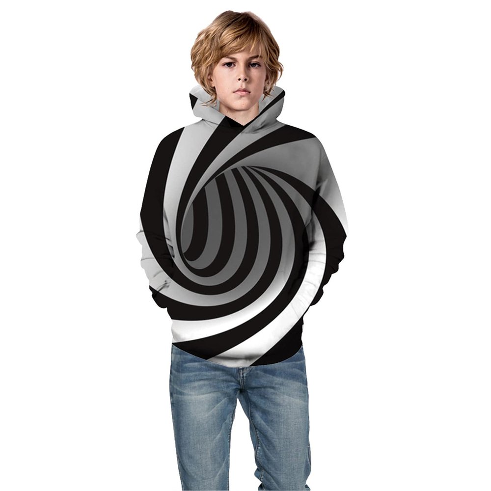 3D Sweatshirts Teen Print Tops with Pocket Kids Boy Hoodie Girl Pullover Cartoon Boys Tops Soccer (White, 7-8 Years)