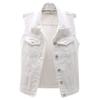 Leyoutx sysinside Women's Candy Color Slim Fit Distressed Denim Vest Frayed Raws Sleeveless Jacket (2X-Large, White) view 1