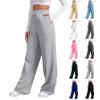 Baggy Wide Leg Sweatpants Womens Fleece High Waist Joggers with Pockets Lounge Pants Casual Comfy Drawstring Sweat Pants Fleece Lined Sweatpants Women Y2k Clothes Fleece Joggers Pants view 1