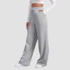 Baggy Wide Leg Sweatpants Womens Fleece High Waist Joggers with Pockets Lounge Pants Casual Comfy Drawstring Sweat Pants Fleece Lined Sweatpants Women Y2k Clothes Fleece Joggers Pants view 2
