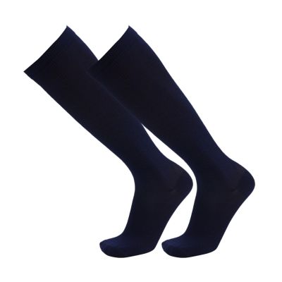 Adult Soccer Over-The-Calf Socks Unisex Cotton Wicking Cushion Crew Socks Wicking Compression Boot Socks (Navy, S)