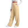 Baggy Sweatpants for Women Elastic High Waisted Wide Leg Sweatpants Cozy Fleece Boyfriend Casual Yoga Pants with Pockets view 1