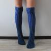 Women's Cable Knitted Thigh High Boot Socks Extra Long Winter Stockings Over Knee Leg Warmers Christmas (Blue, One Size) view 2