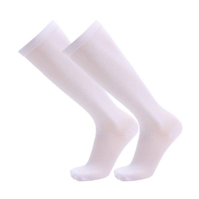 Adult Soccer Over-The-Calf Socks Unisex Cotton Wicking Cushion Crew Socks Wicking Compression Boot Socks (White, S)