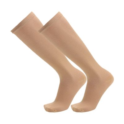 Adult Soccer Over-The-Calf Socks Unisex Cotton Wicking Cushion Crew Socks Wicking Compression Boot Socks (Beige, L)