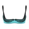 Alvivi Womens Sexy Contrast Lingerie Underwear Spaghetti Straps Underwire Half Cup Push Up Bra Turquoise Small view 1