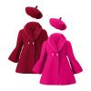 Christmas Girls' and Toddler Dressy Coat Wool Collar Coat Winter Fashion Jacket Kids Vintage Warm (Hot Pink, 4-5 Years) view 1