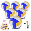 ELKCIP 6 Pack Volleyballs Official Size 5, Soft Bulk Recreational Volley Balls with Pump and Net Bag for Indoor Outdoor Beach Pool Water Sand Game Training Match for Beginner, Yellow view 1