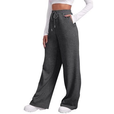 Baggy Sweatpants for Women Elastic High Waisted Wide Leg Sweatpants Cozy Fleece Boyfriend Casual Yoga Pants with Pockets
