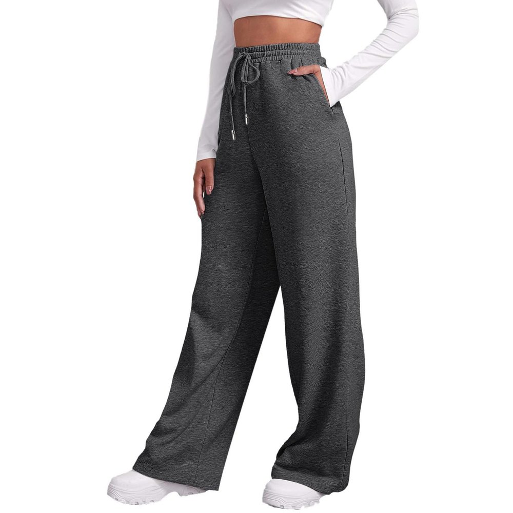 Baggy Sweatpants for Women Elastic High Waisted Wide Leg Sweatpants Cozy Fleece Boyfriend Casual Yoga Pants with Pockets