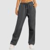 Baggy Sweatpants for Women Elastic High Waisted Wide Leg Sweatpants Cozy Fleece Boyfriend Casual Yoga Pants with Pockets view 3
