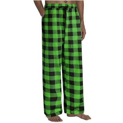 Buffalo Plaid Pajama Pants - Men's 100% Cotton Flannel PJ Bottoms, Casual Lounge Pants, Baggy, Lightweight, Comfy Sleepwear, Matching Family Set(Green, X-Large)