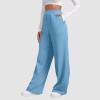Baggy Sweatpants for Women Elastic High Waisted Wide Leg Sweatpants Cozy Fleece Boyfriend Casual Yoga Pants with Pockets view 2