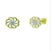 14K Solid Yellow Gold Womens Carnation Flower CZ Push Back Stud Earrings view 1