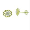 14K Solid Yellow Gold Womens Carnation Flower CZ Push Back Stud Earrings view 2
