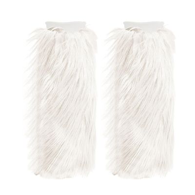 Fuzzy Leg Warmers for Women 1 Pair Women Elastic Furry Knee-length Long Socks Soft Furry Long Boot Cuffs Cover (WH1, L)