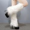 Fuzzy Leg Warmers for Women 1 Pair Women Elastic Furry Knee-length Long Socks Soft Furry Long Boot Cuffs Cover (WH1, L) view 2